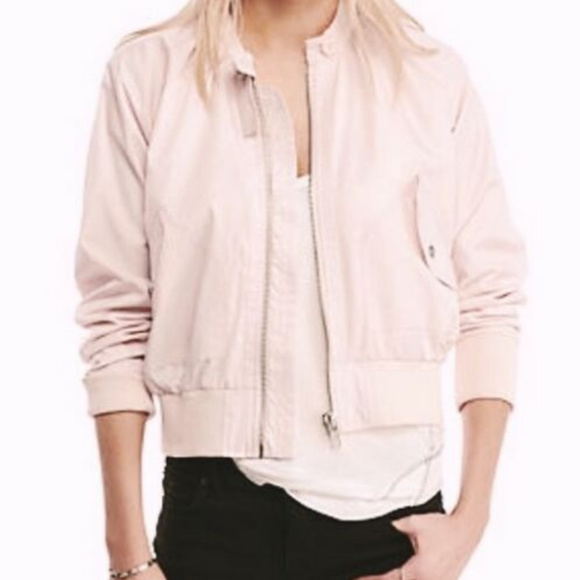 Free People Full Zip Sporty Bomber Jacket Blush